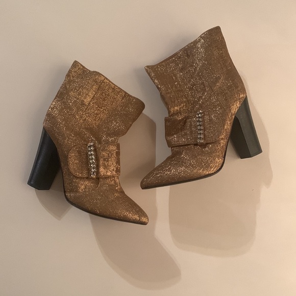 CHLOE-See by Chloe metallic Gold and Rhinestone booties - Picture 2 of 5